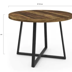 Table à manger ronde bois foncé 4 personnes*IDMarket Online