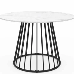 Table à manger ronde effet marbre blanc et pied en métal*IDMarket Discount