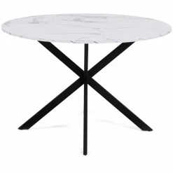 Table à manger ronde effet marbre blanc 4-6 personnes*IDMarket Online