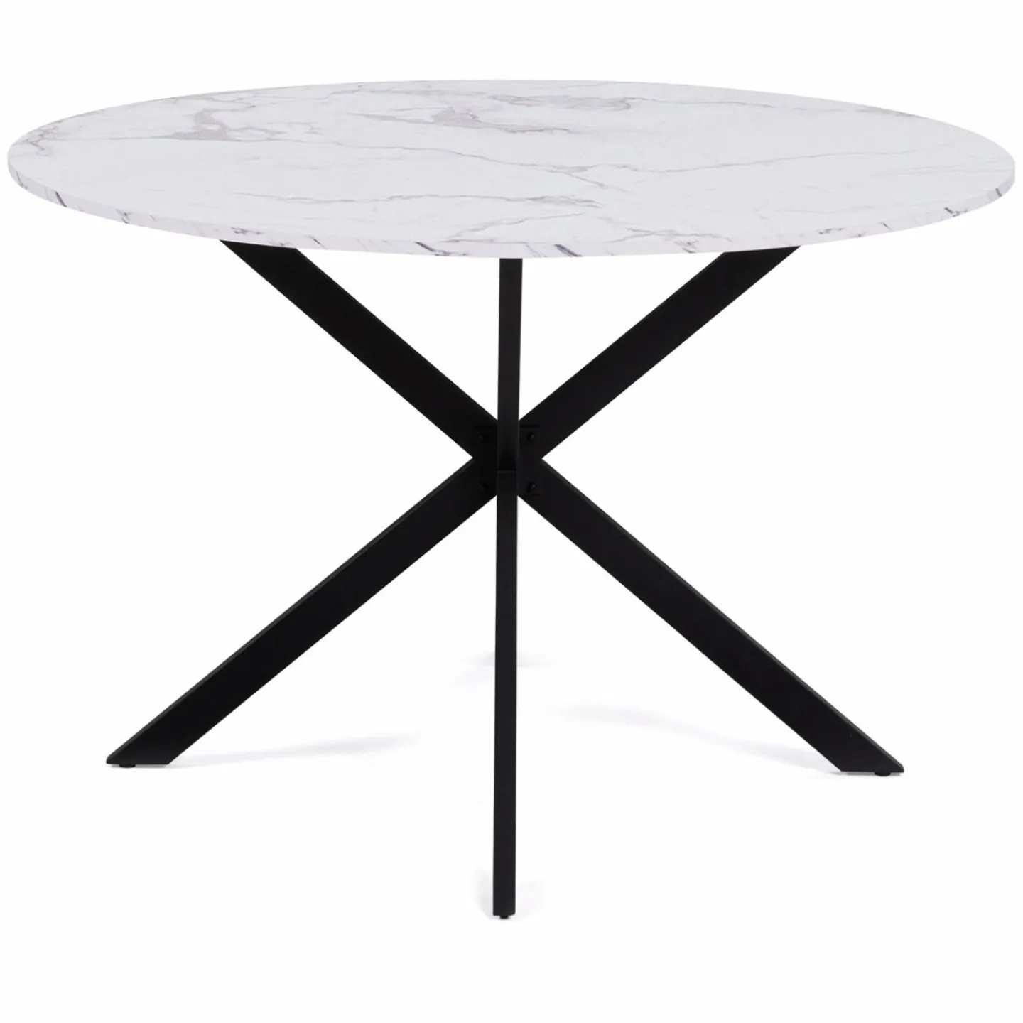 Table à manger ronde effet marbre blanc 4-6 personnes*IDMarket Online