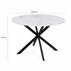 Table à manger ronde effet marbre blanc 4-6 personnes*IDMarket Online