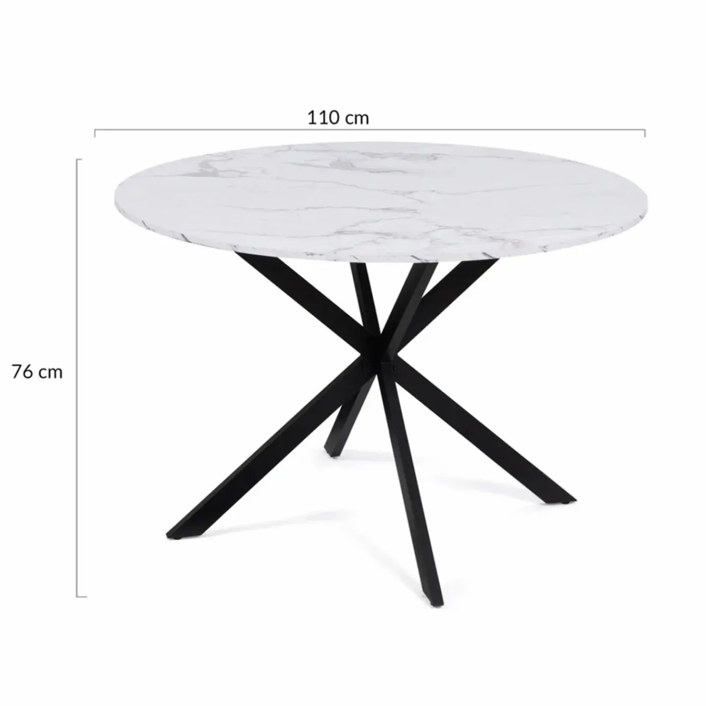 Table à manger ronde effet marbre blanc 4-6 personnes*IDMarket Online