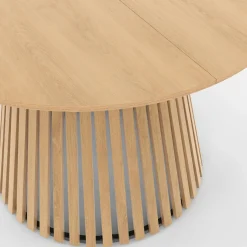 Table à manger ronde en bois 6 personnes pied en lattes plateau bois*IDMarket Clearance