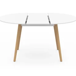 Table à manger ronde extensible 4-8 personnes blanc pied bois 110-150 cm*IDMarket Best