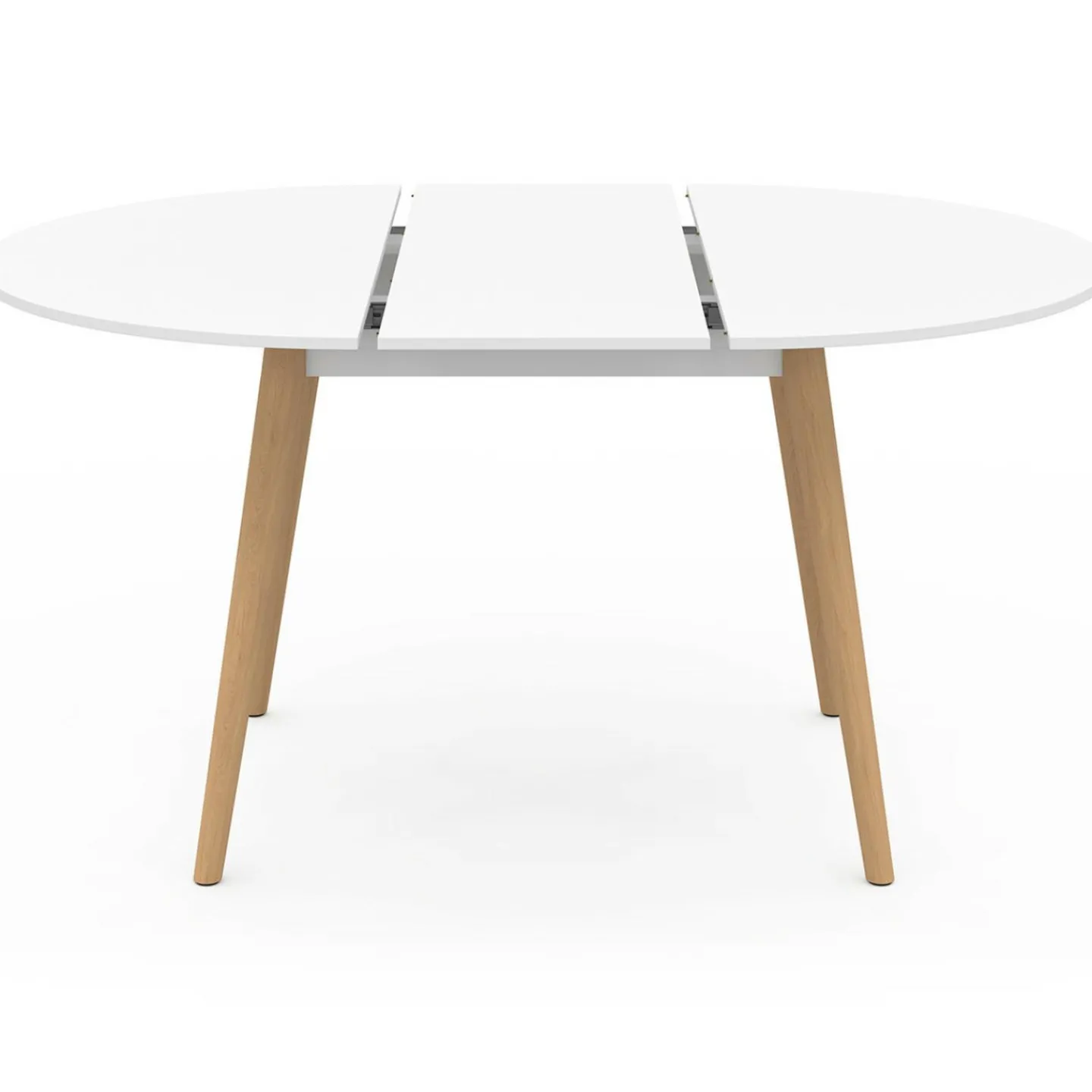 Table à manger ronde extensible 4-8 personnes blanc pied bois 110-150 cm*IDMarket Best