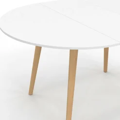 Table à manger ronde extensible 4-8 personnes blanc pied bois 110-150 cm*IDMarket Best