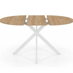 Table à manger ronde extensible bois et blanc 110-150 cm 4-8 personnes pied araignée*IDMarket Online