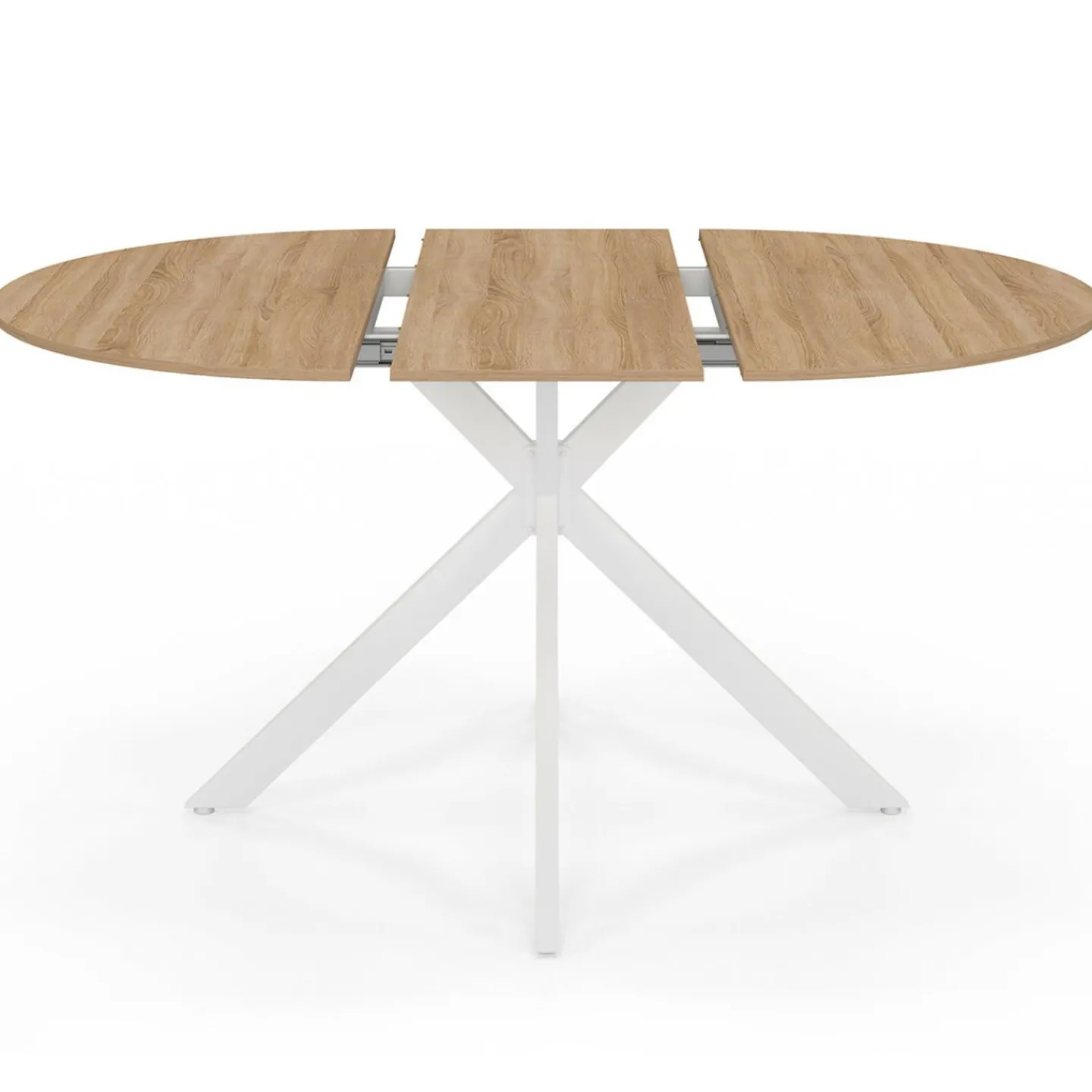 Table à manger ronde extensible bois et blanc 110-150 cm 4-8 personnes pied araignée*IDMarket Online
