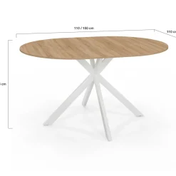 Table à manger ronde extensible bois et blanc 110-150 cm 4-8 personnes pied araignée*IDMarket Online