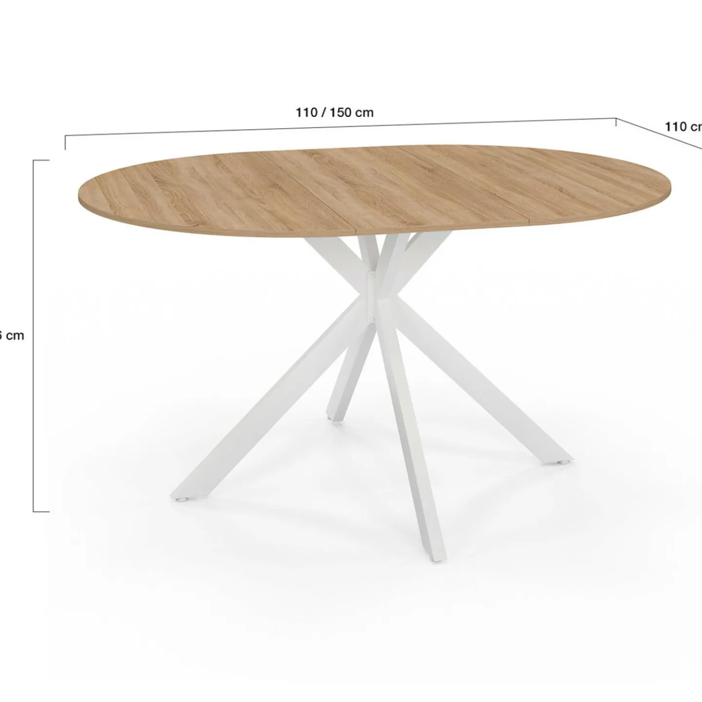 Table à manger ronde extensible bois et blanc 110-150 cm 4-8 personnes pied araignée*IDMarket Online