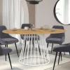Table à manger ronde extensible 110-150 cm 4-8 personnes plateau bois et pied filaire métal blanc*IDMarket