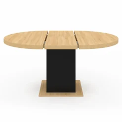 Table à manger ronde extensible 4-8 personnes noir et bois*IDMarket