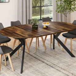 Table à manger ronde extensible de 110-200 cm pour 10 personnes en bois*IDMarket Clearance