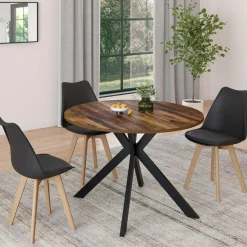 Table à manger ronde extensible de 110-200 cm pour 10 personnes en bois*IDMarket Clearance