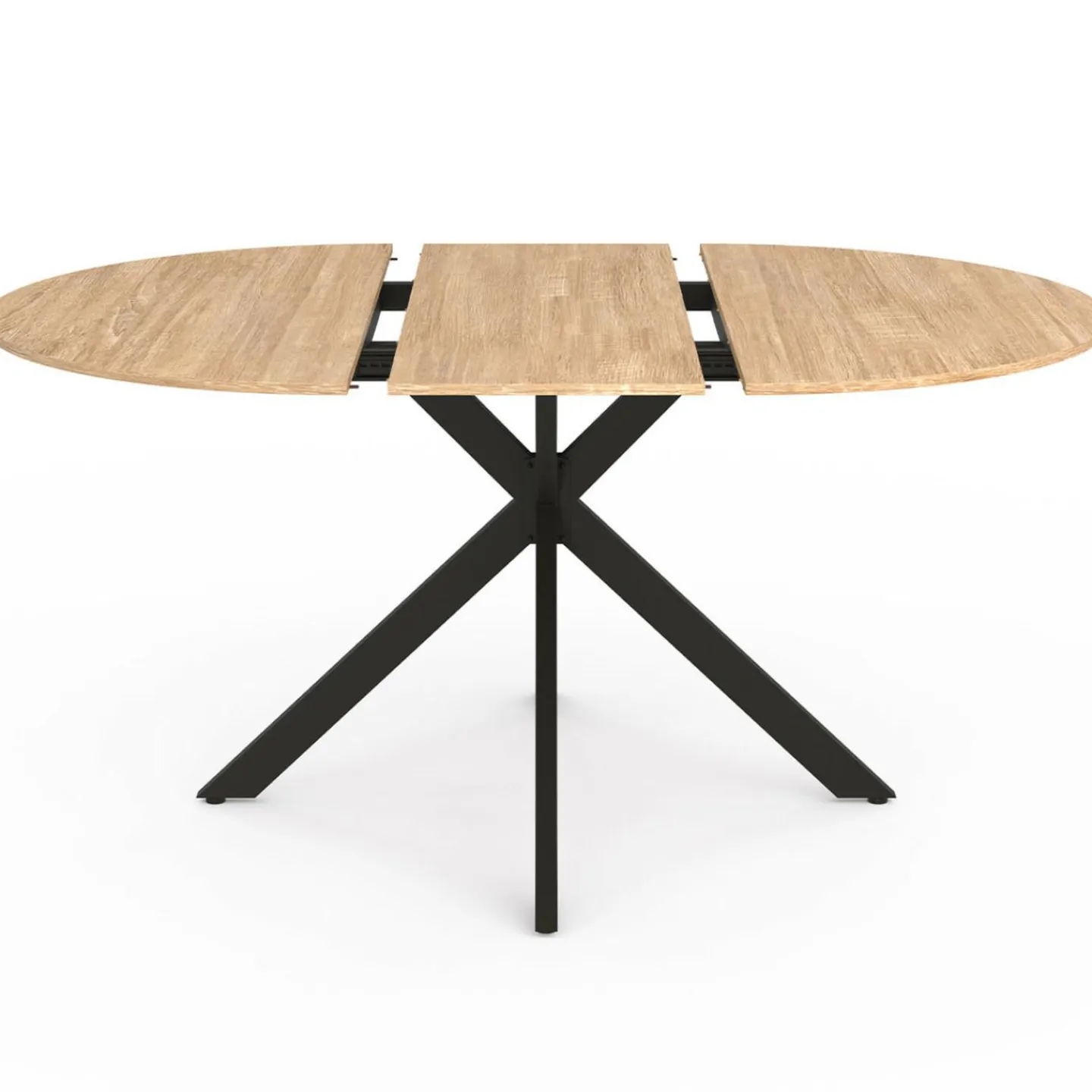 Table à manger ronde extensible noir et bois pour 6-8 personnes*IDMarket Sale