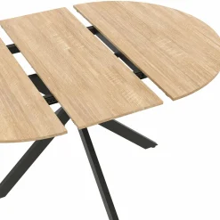 Table à manger ronde extensible noir et bois pour 6-8 personnes*IDMarket Sale