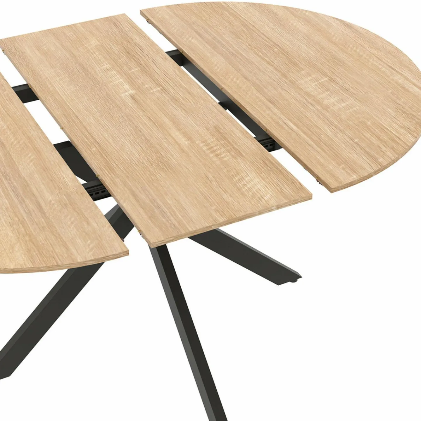 Table à manger ronde extensible noir et bois pour 6-8 personnes*IDMarket Sale