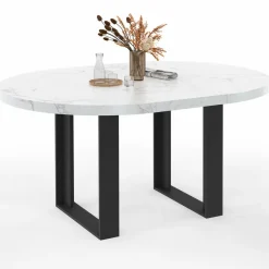 Table à manger ronde extensible de 110-150 cm pour 4 à 6 personnes à l’effet marbre*IDMarket Best