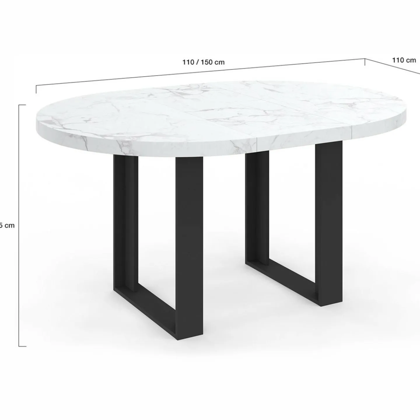 Table à manger ronde extensible de 110-150 cm pour 4 à 6 personnes à l’effet marbre*IDMarket Best