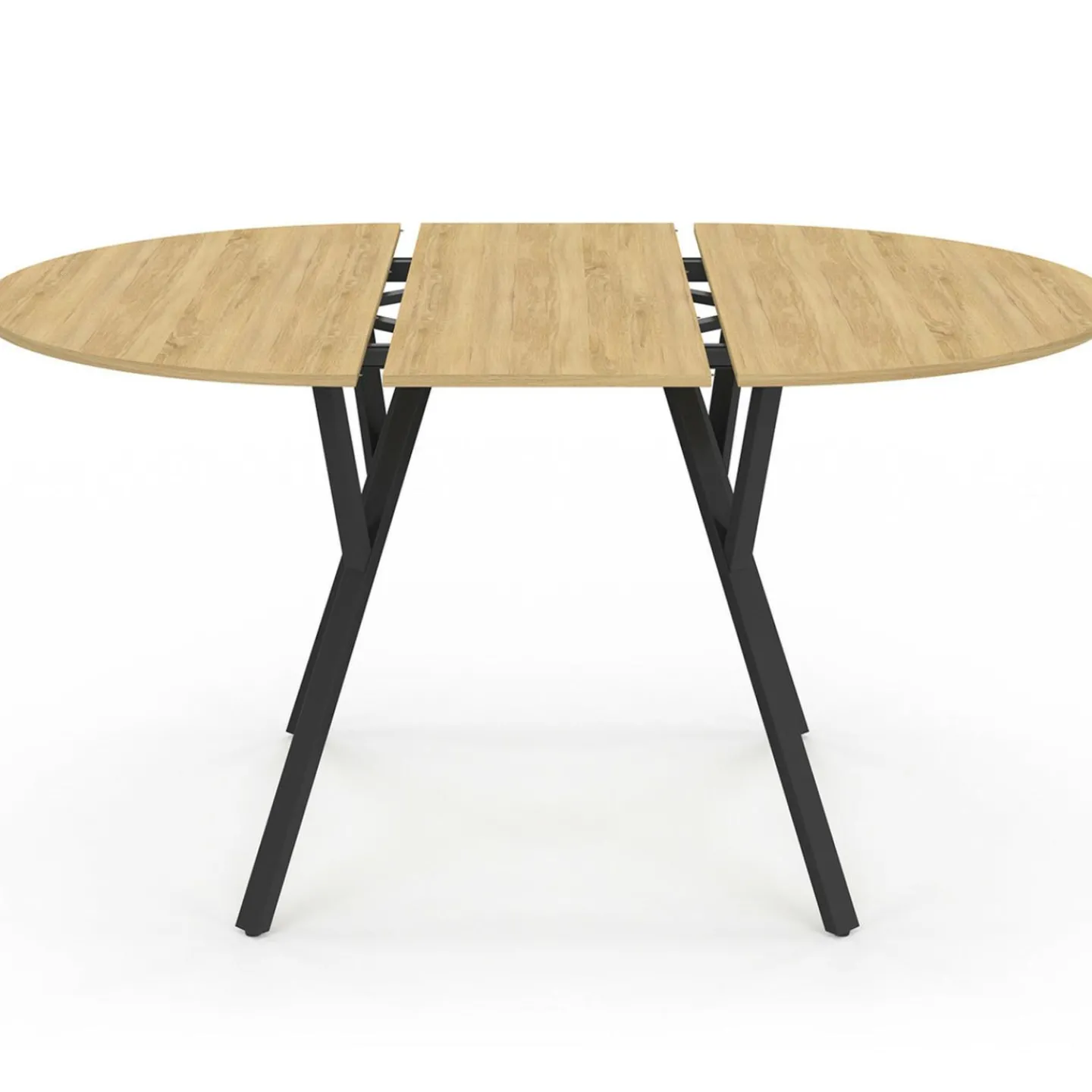 Table à manger ronde extensible 110-150 cm 4-8 personnes bois et noir design industriel*IDMarket