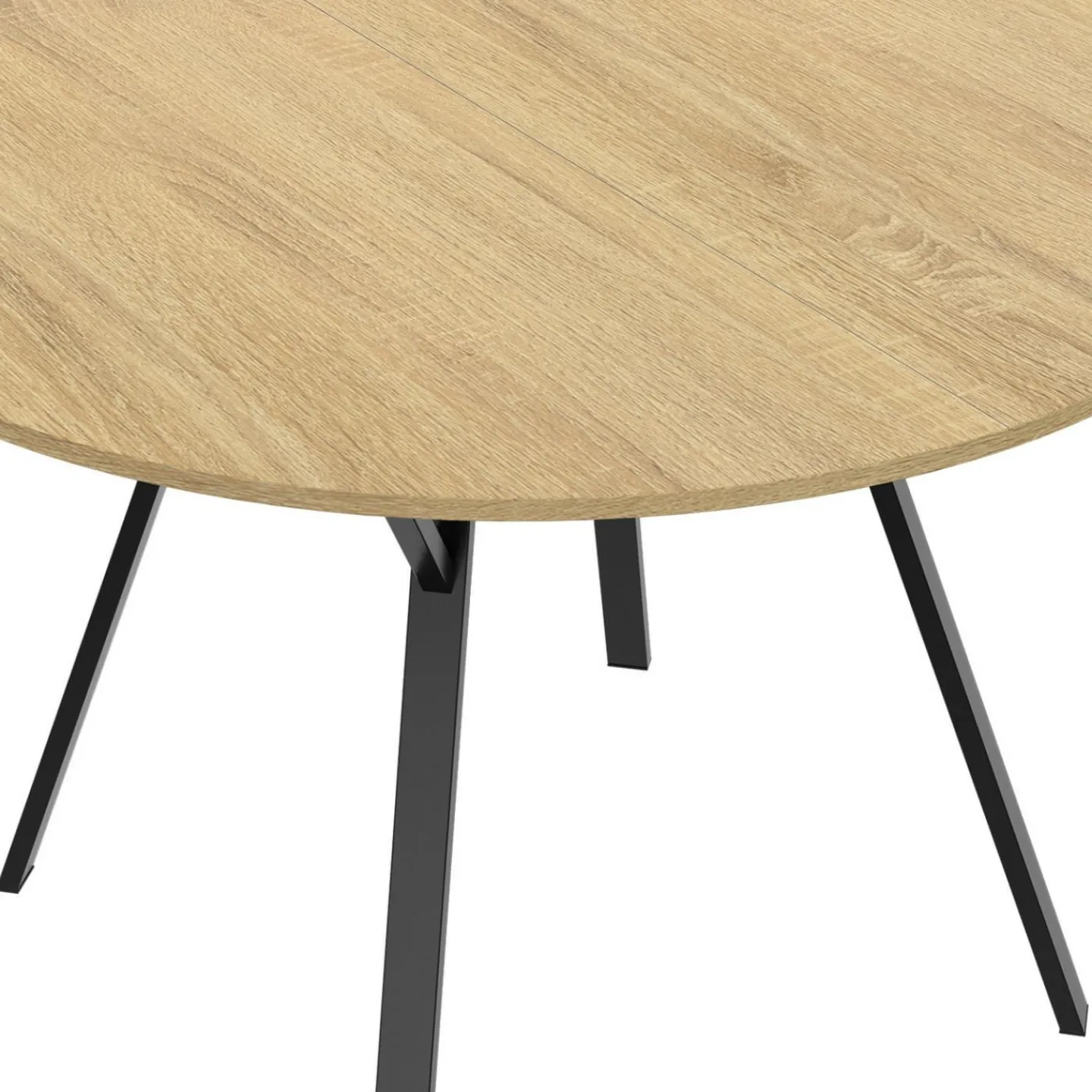Table à manger ronde extensible 110-150 cm 4-8 personnes bois et noir design industriel*IDMarket