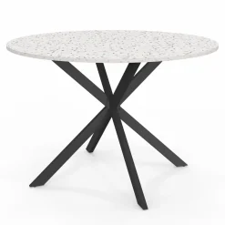 Table à manger ronde plateau effet terrazzo et noir 110 cm*IDMarket Discount