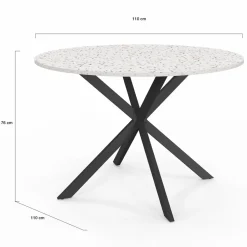 Table à manger ronde plateau effet terrazzo et noir 110 cm*IDMarket Discount