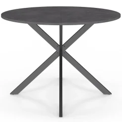 Table à manger ronde plateau effet béton 110 cm pied araignée gris anthracite 6 personnes*IDMarket Hot