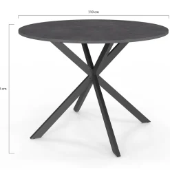 Table à manger ronde plateau effet béton 110 cm pied araignée gris anthracite 6 personnes*IDMarket Hot