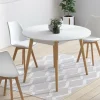 Table à manger ronde scandinave 110 cm blanc*IDMarket