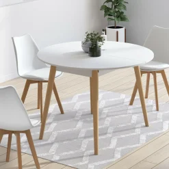 Table à manger ronde scandinave 110 cm blanc*IDMarket