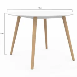Table à manger ronde scandinave 110 cm blanc*IDMarket