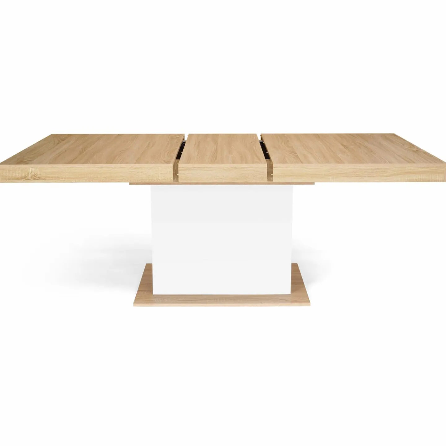 Table avec pied central bois et blanc extensible*IDMarket Best