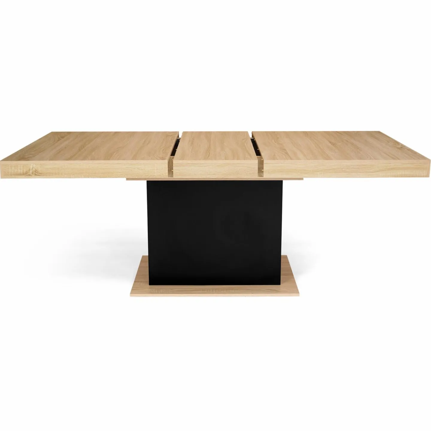 Table avec pied central bois et noir extensible*IDMarket