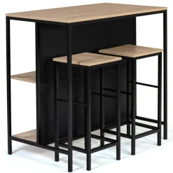 Table bar industriel 2 tabourets*IDMarket Discount