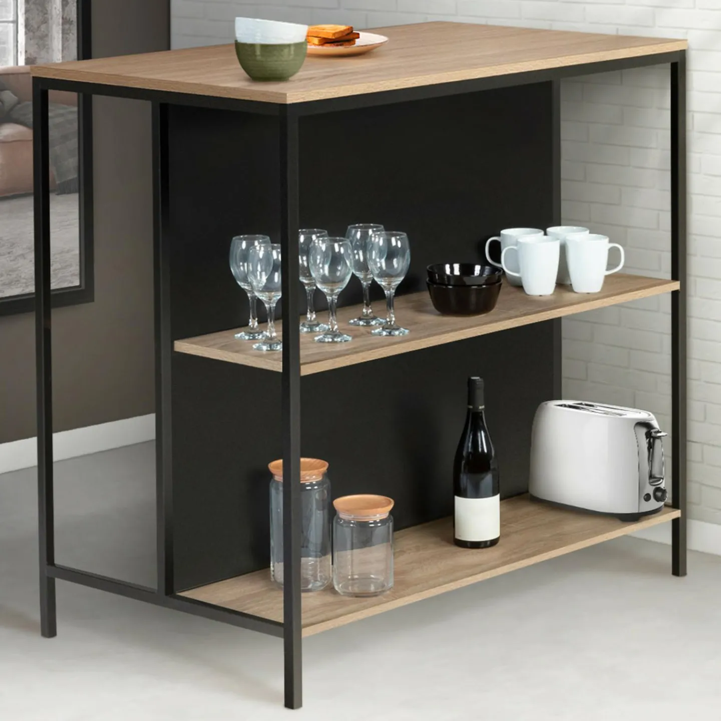 Table bar industriel 2 tabourets*IDMarket Discount