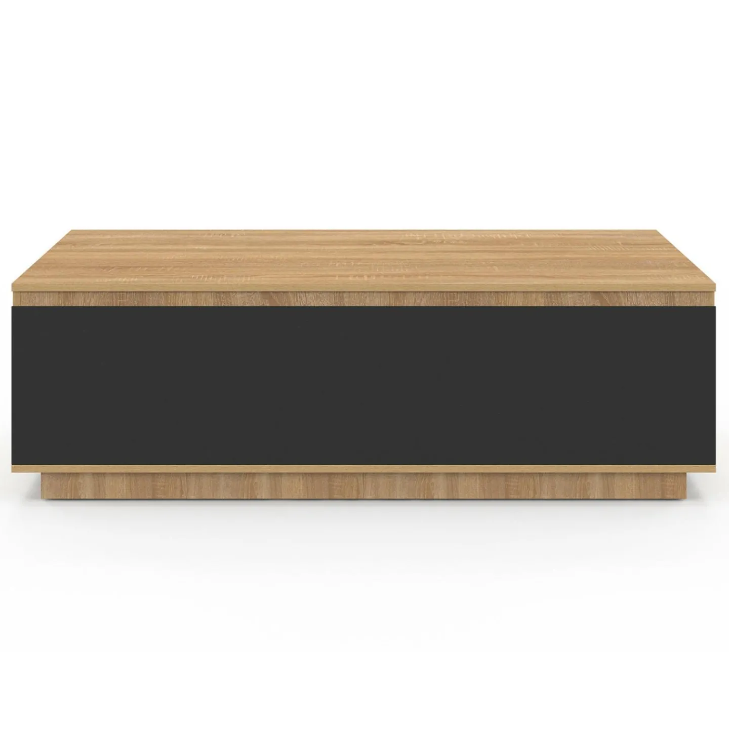 Table basse 110 cm avec porte façon hêtre et noir*IDMarket