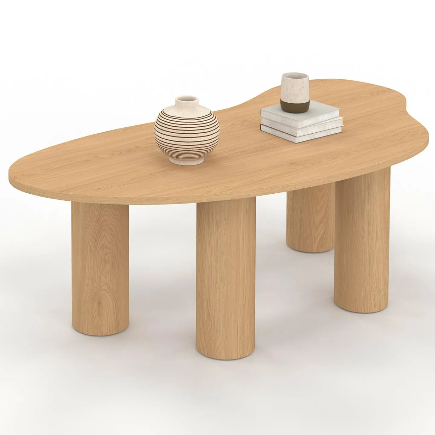 Table basse 100 cm bois effet hêtre style organic*IDMarket