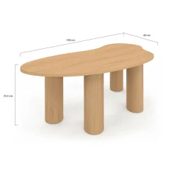 Table basse 100 cm bois effet hêtre style organic*IDMarket