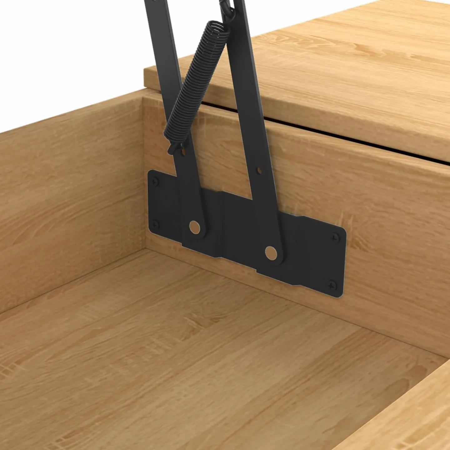 Table basse 2 plateaux relevables bois et noir*IDMarket