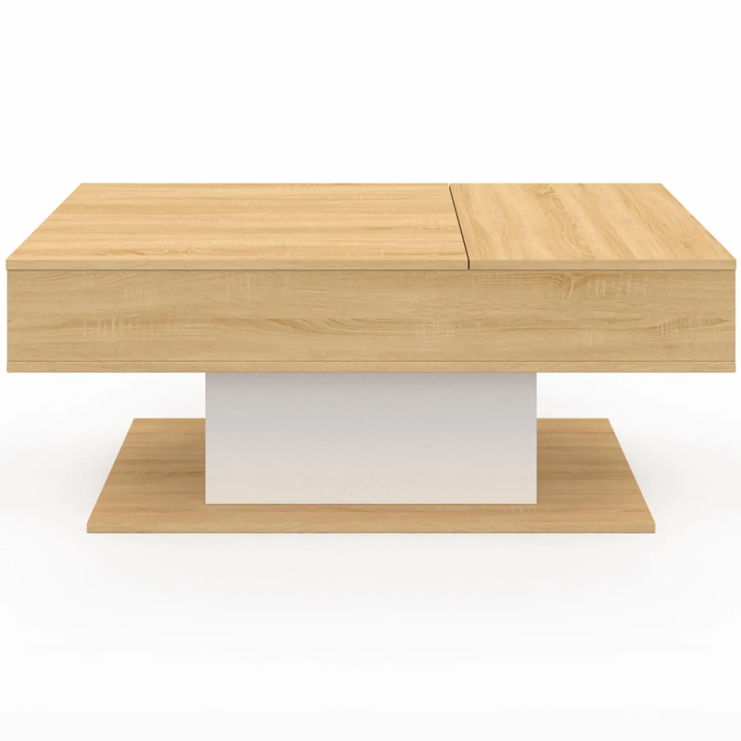 Table basse 2 plateaux relevables bois et blanc*IDMarket Sale