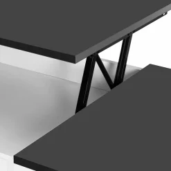 Table basse 2 plateaux relevables bois blanc et gris*IDMarket Outlet