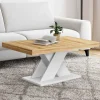 Table basse avec plateau bois et pied en X blanc*IDMarket Clearance