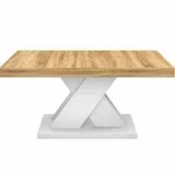 Table basse avec plateau bois et pied en X blanc*IDMarket Clearance