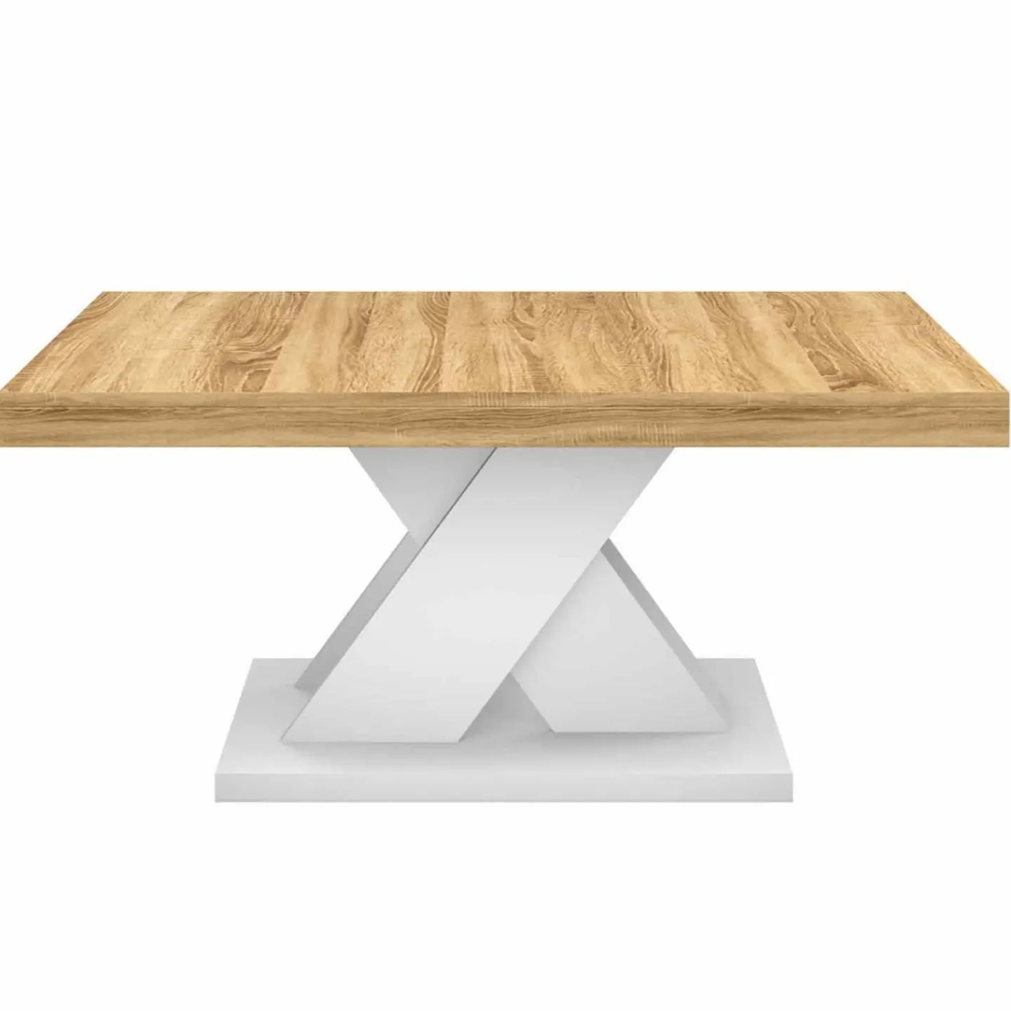 Table basse avec plateau bois et pied en X blanc*IDMarket Clearance