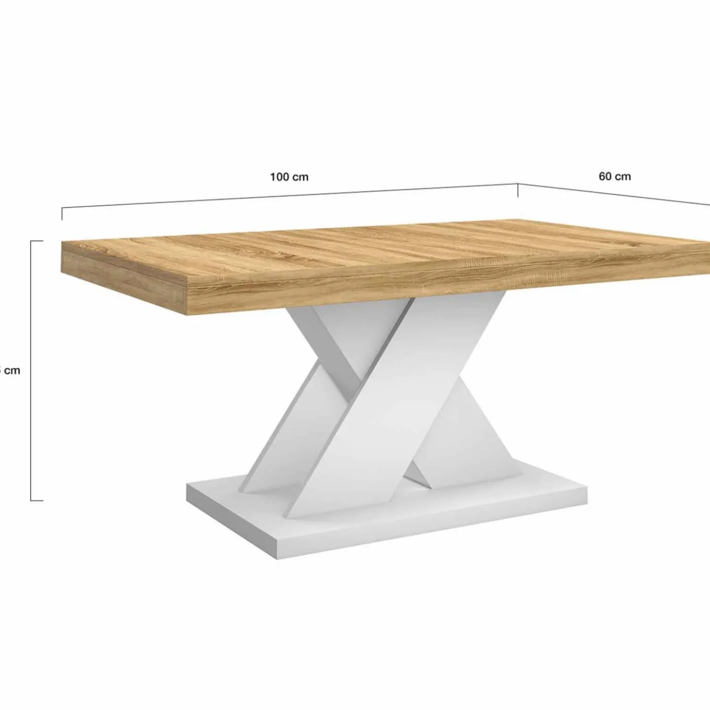 Table basse avec plateau bois et pied en X blanc*IDMarket Clearance