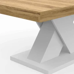 Table basse avec plateau bois et pied en X blanc*IDMarket Clearance