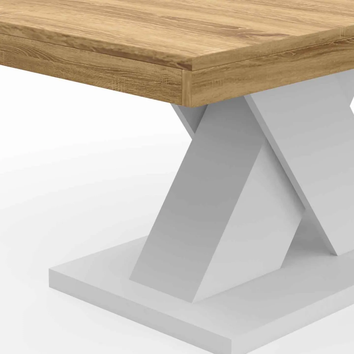 Table basse avec plateau bois et pied en X blanc*IDMarket Clearance
