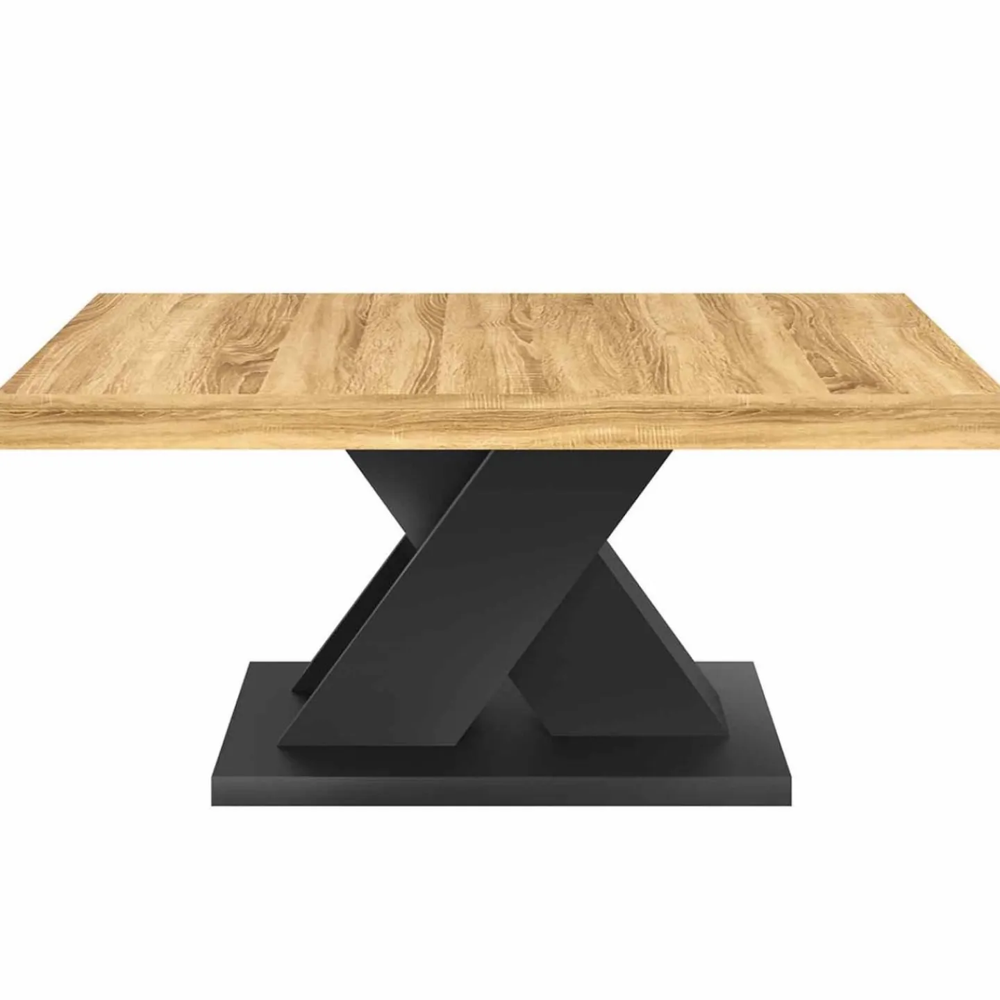 Table basse avec plateau bois et pied en X noir*IDMarket Discount