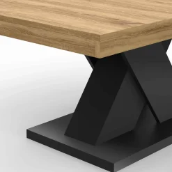 Table basse avec plateau bois et pied en X noir*IDMarket Discount